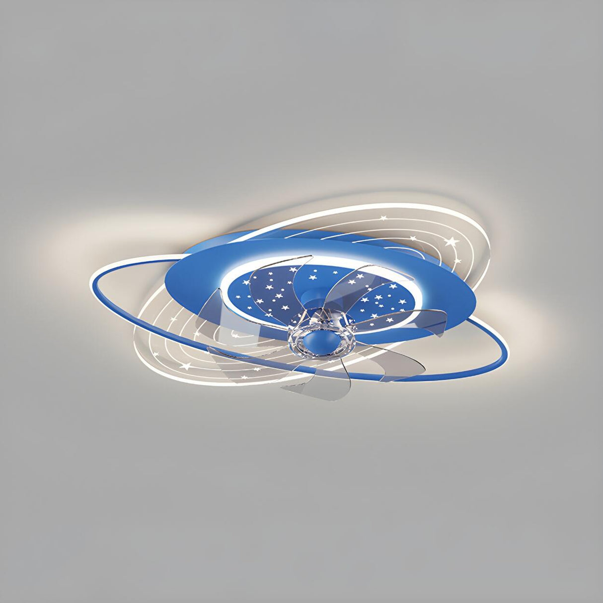 Kids Room Creative Blue Galaxy Ceiling Fan with Light Image - 9