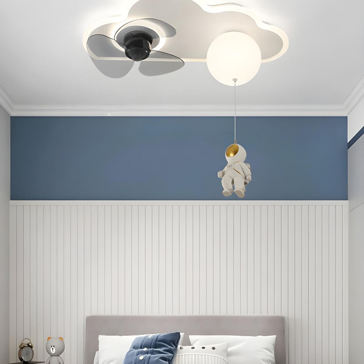 Kids Room Creative Cloud LED Ceiling Fan with Light Image - 10