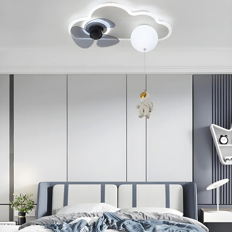 Kids Room Creative Cloud LED Ceiling Fan with Light Image - 2