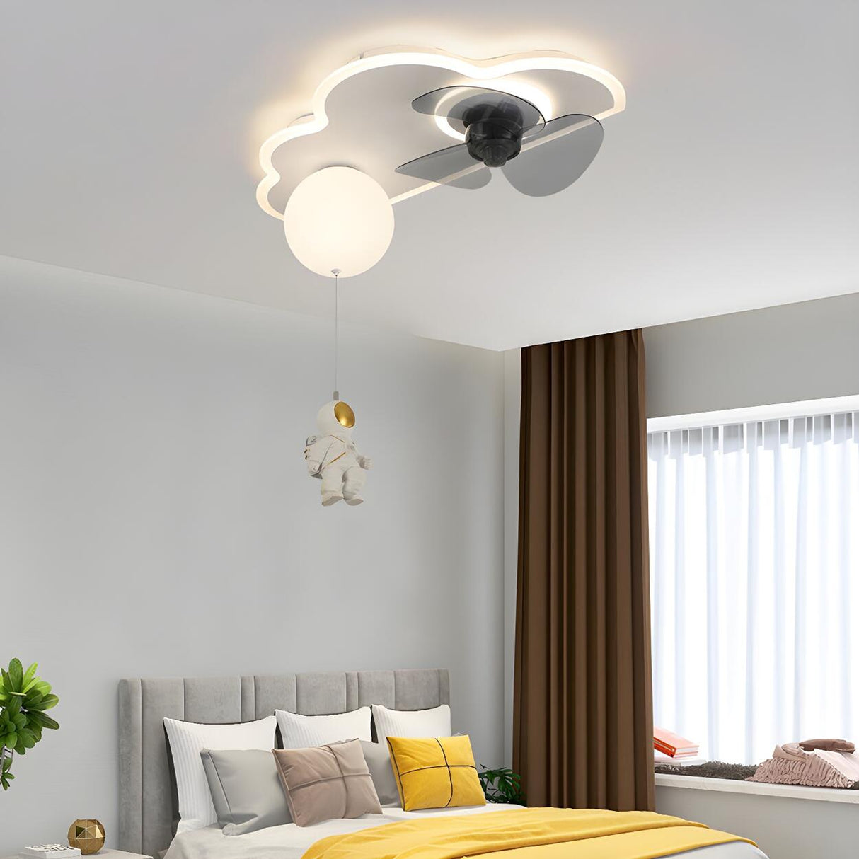 Kids Room Creative Cloud LED Ceiling Fan with Light Image - 3