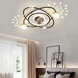 Kids Room Creative Double-Ring Track Ceiling Fan Light Image - 11