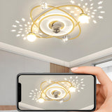 Kids Room Creative Double-Ring Track Ceiling Fan Light Image - 14