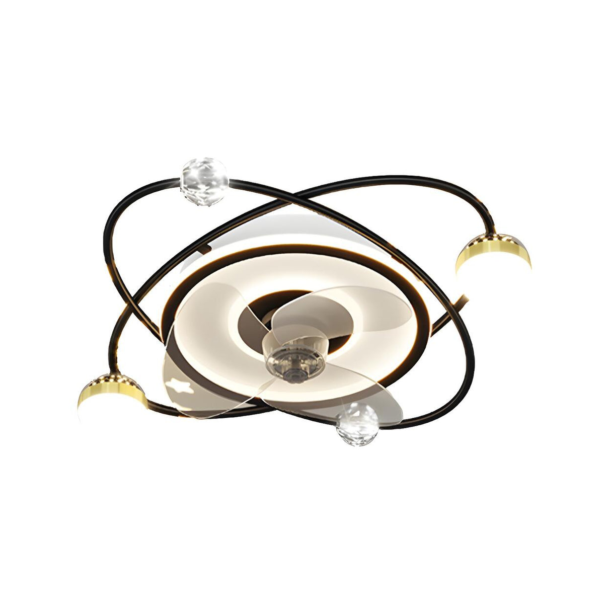 Kids Room Creative Double-Ring Track Ceiling Fan Light Image - 5