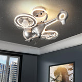 Kids Room Creative Gray Helicopter Ceiling Fan Light Image - 1