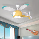 Kids Room Creative Helicopter Ceiling Fan with Light Image - 1