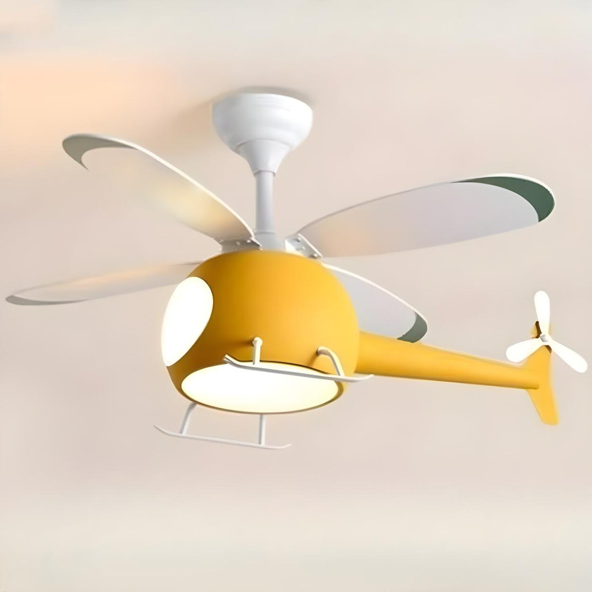 Kids Room Creative Helicopter Ceiling Fan with Light Image - 10