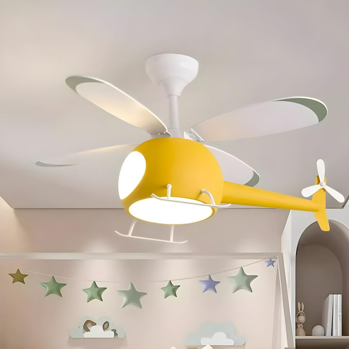 Kids Room Creative Helicopter Ceiling Fan with Light Image - 13