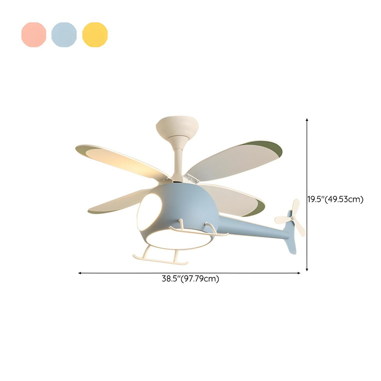 Kids Room Creative Helicopter Ceiling Fan with Light 