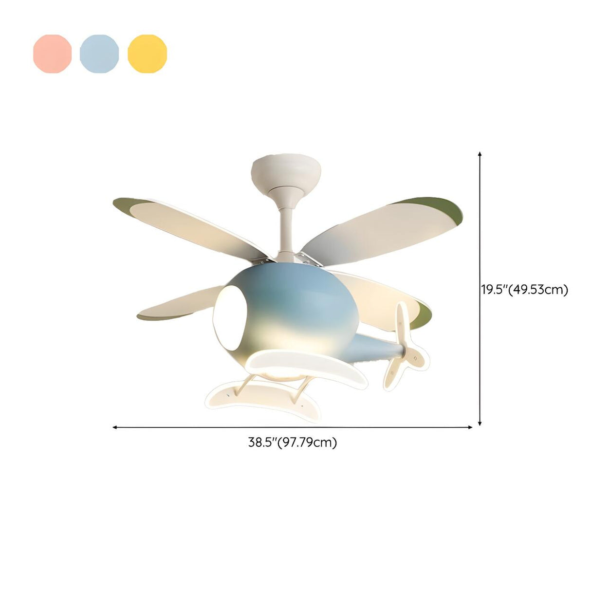 Kids Room Creative Helicopter Ceiling Fan with Light Image - 22