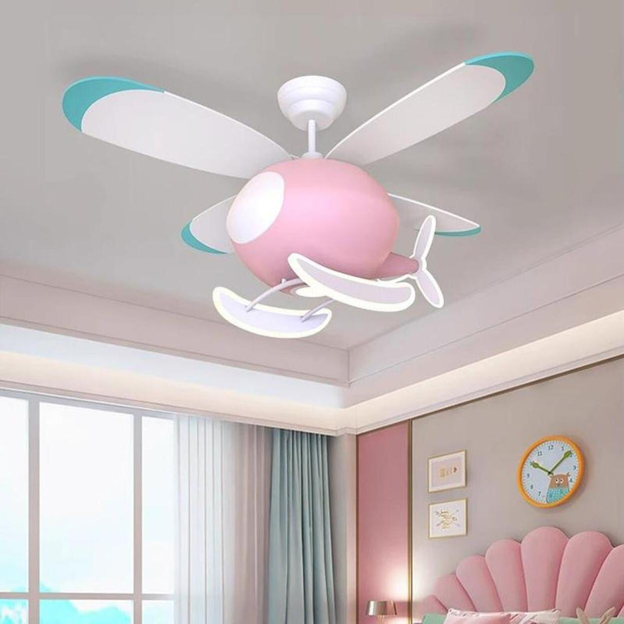 Kids Room Creative Helicopter Ceiling Fan with Light Image - 4