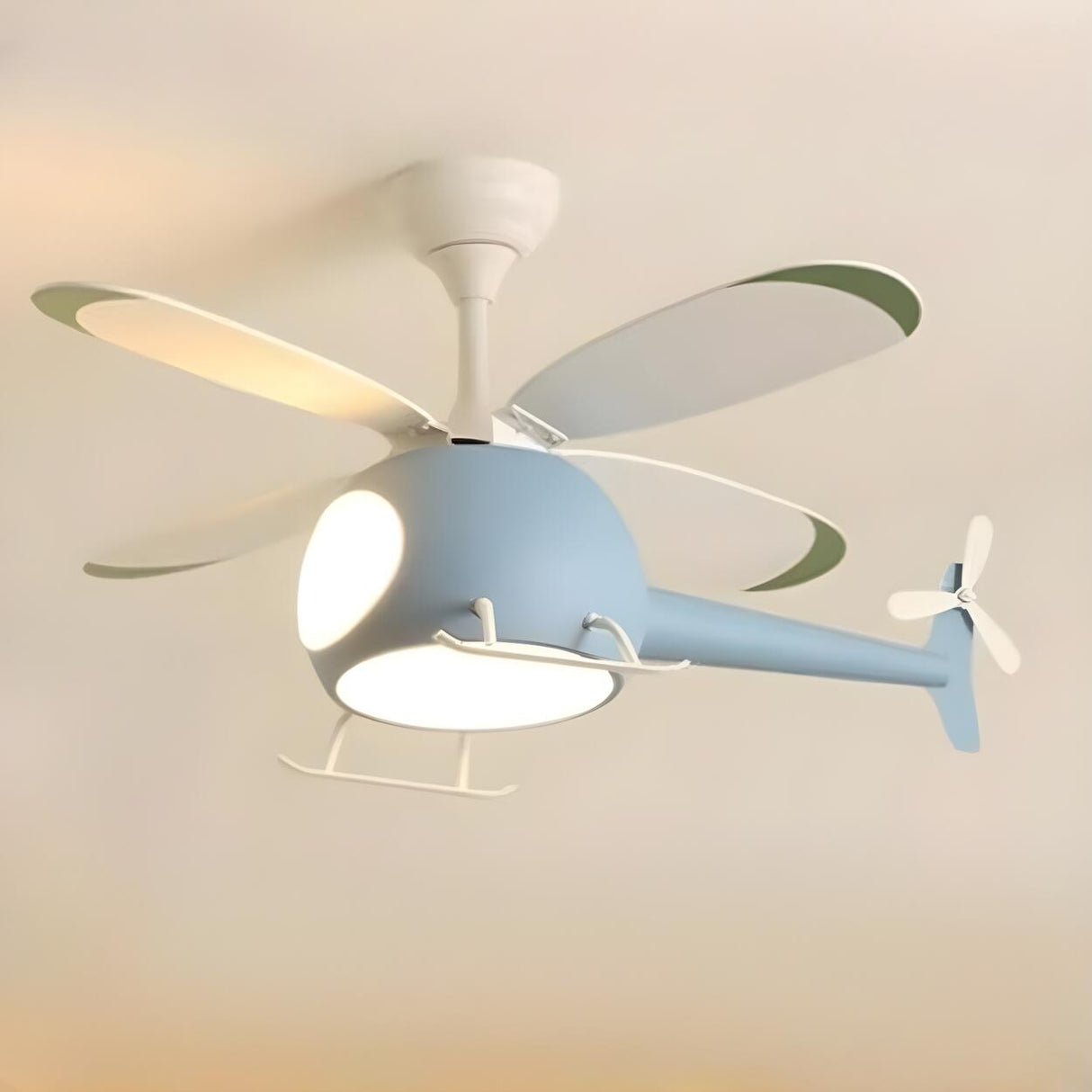 Kids Room Creative Helicopter Ceiling Fan with Light Image - 7