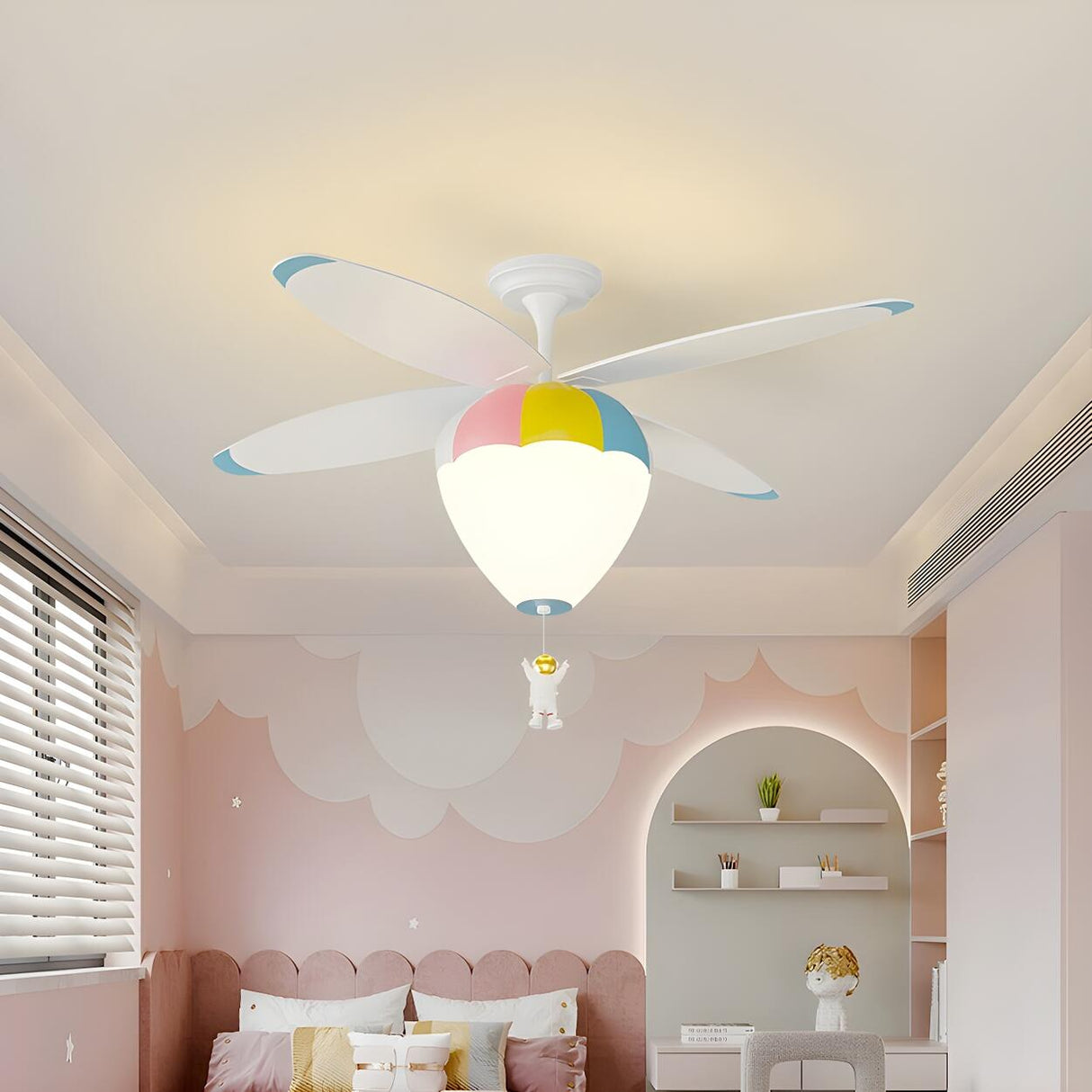 Kids Room Creative Hot Air Balloon Ceiling Fan Light Image - 1