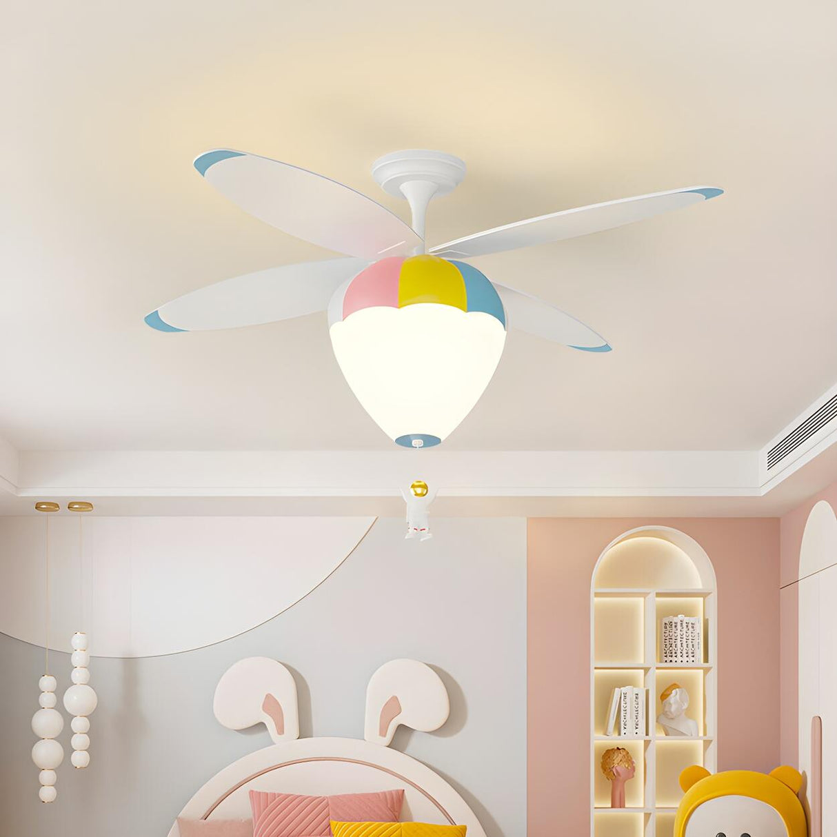 Kids Room Creative Hot Air Balloon Ceiling Fan Light Image - 6