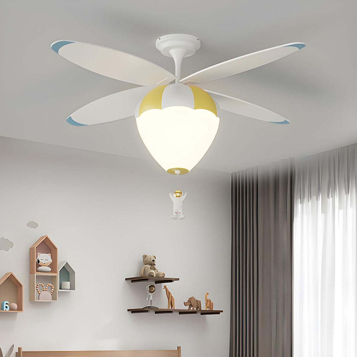 Kids Room Creative Hot Air Balloon Ceiling Fan Light Image - 7