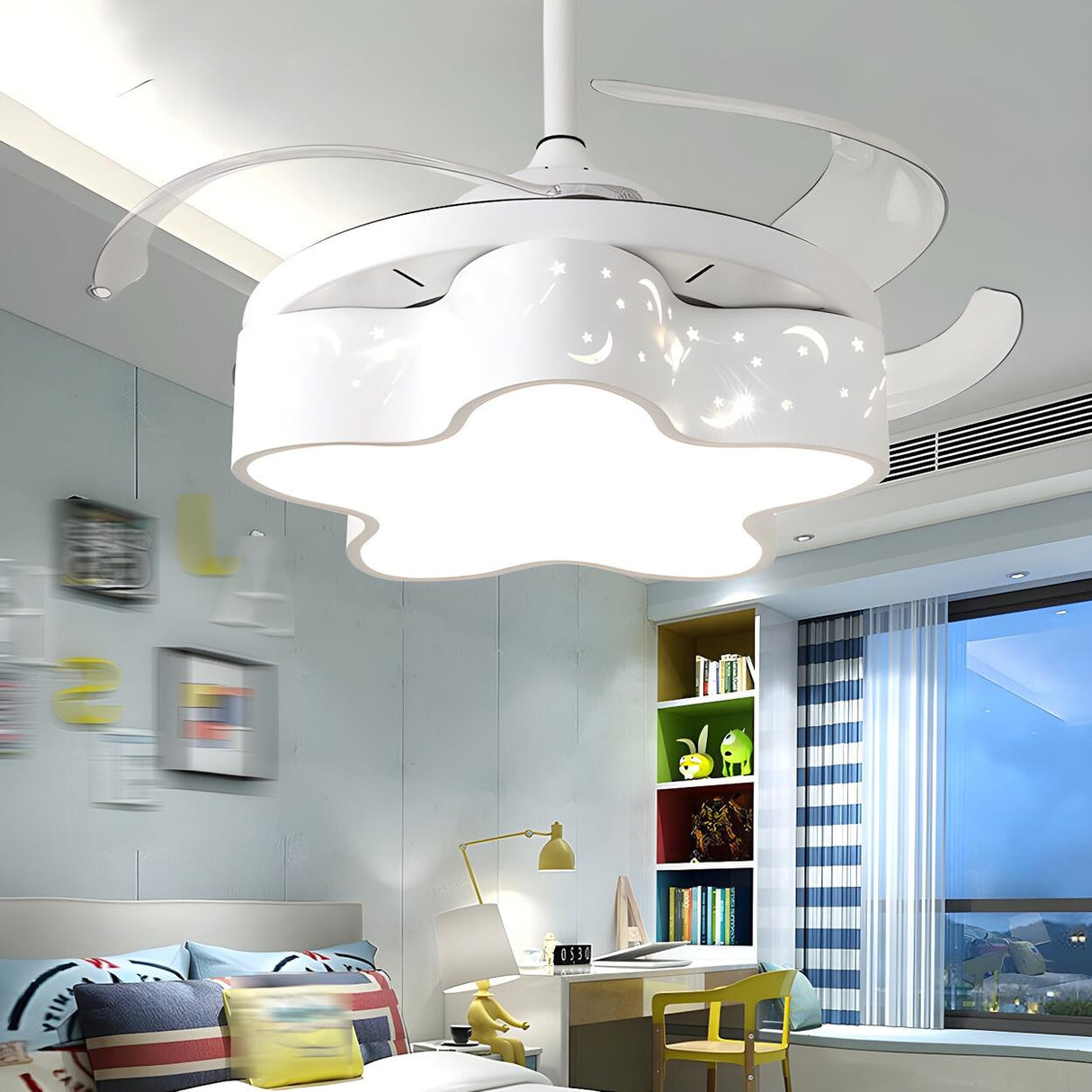 Kids Room Creative Modern Star Ceiling Fan with Light Image - 15