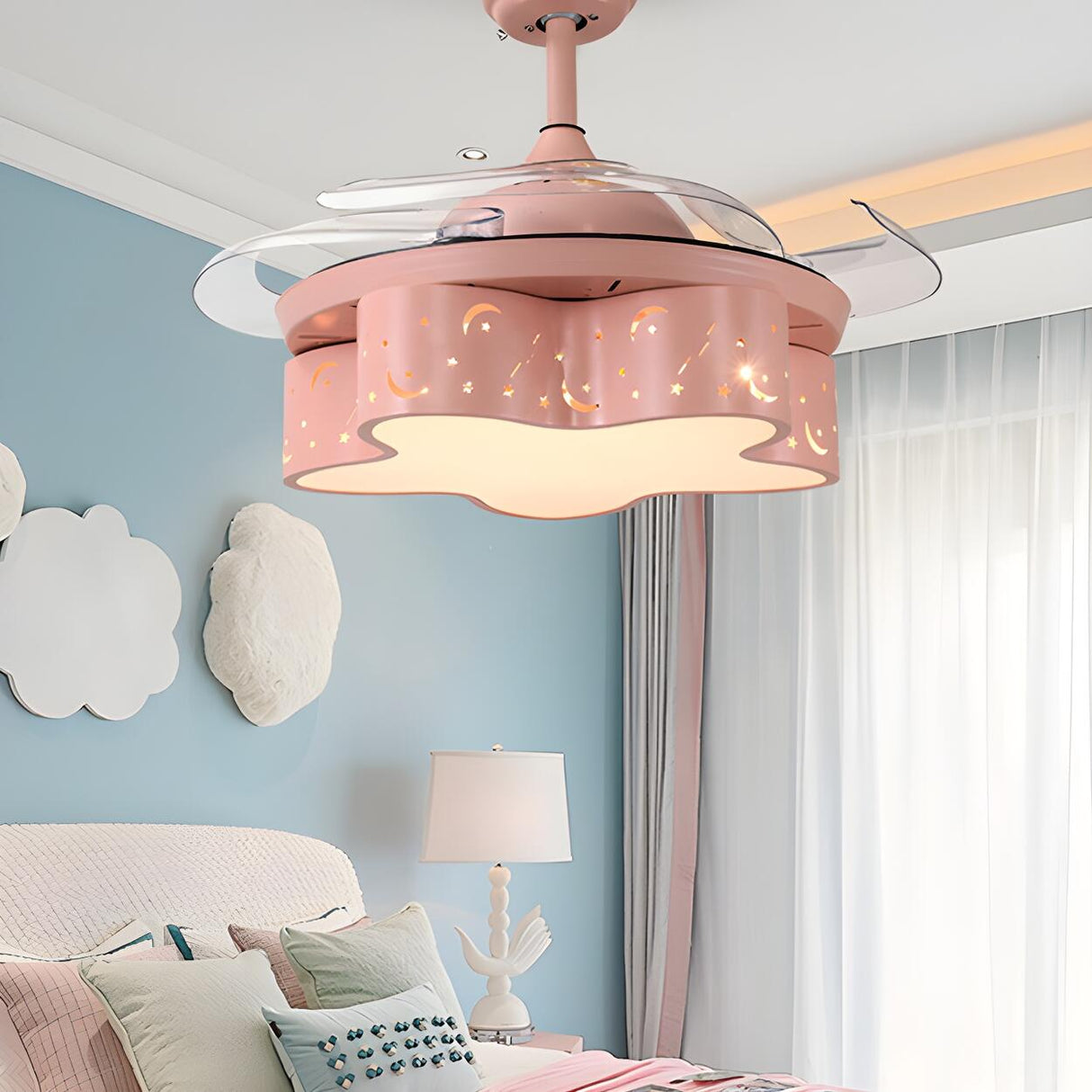 Kids Room Creative Modern Star Ceiling Fan with Light Image - 3