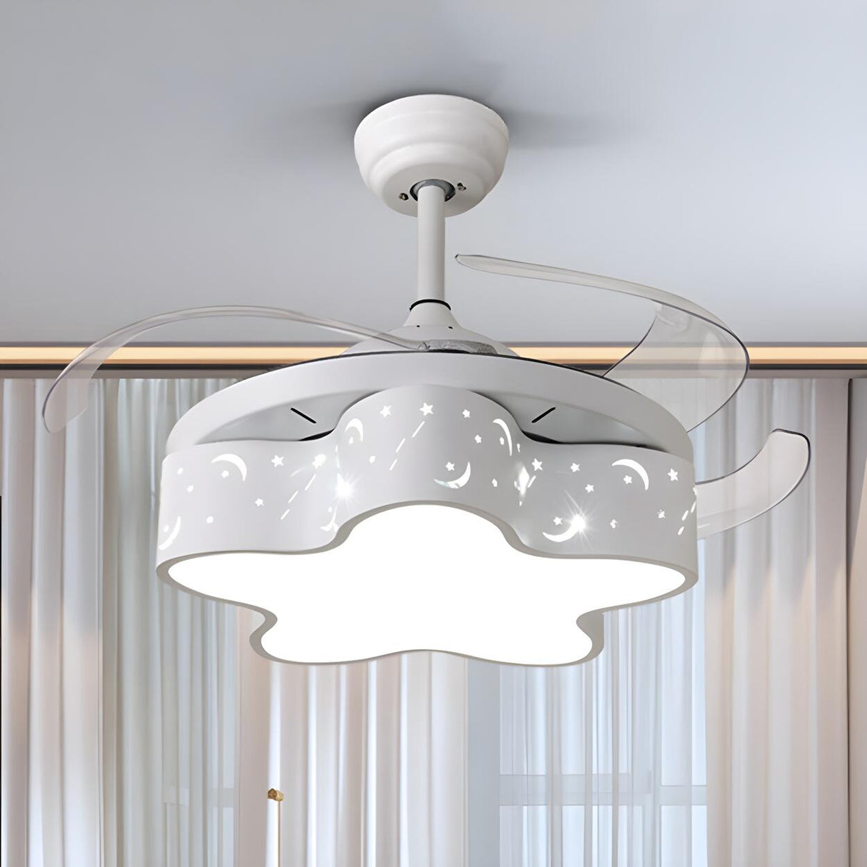 Kids Room Creative Modern Star Ceiling Fan with Light Image - 7