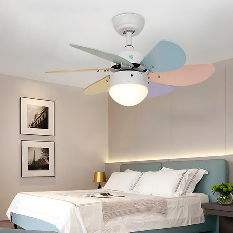 Kids Room Creative Multi-Color LED Ceiling Fan Light Image - 1