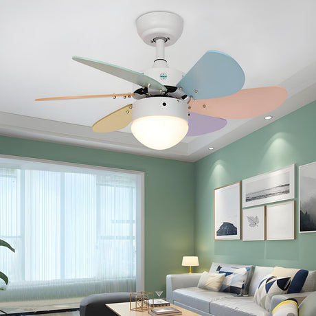 Kids Room Creative Multi-Color LED Ceiling Fan Light Image - 2