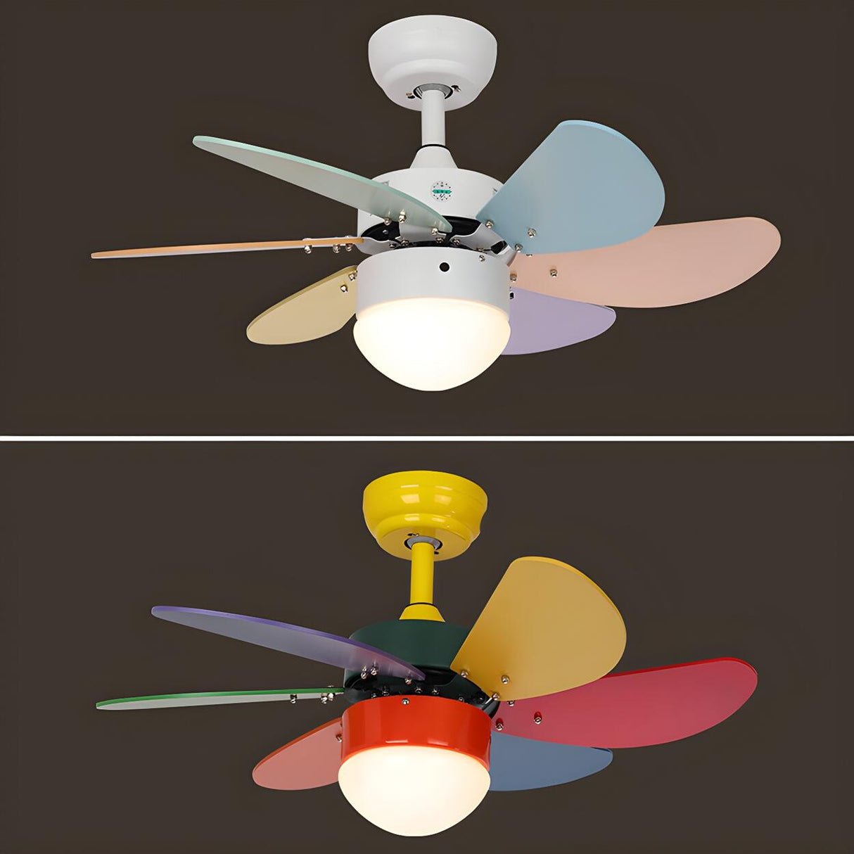 Kids Room Creative Multi-Color LED Ceiling Fan Light Image - 6