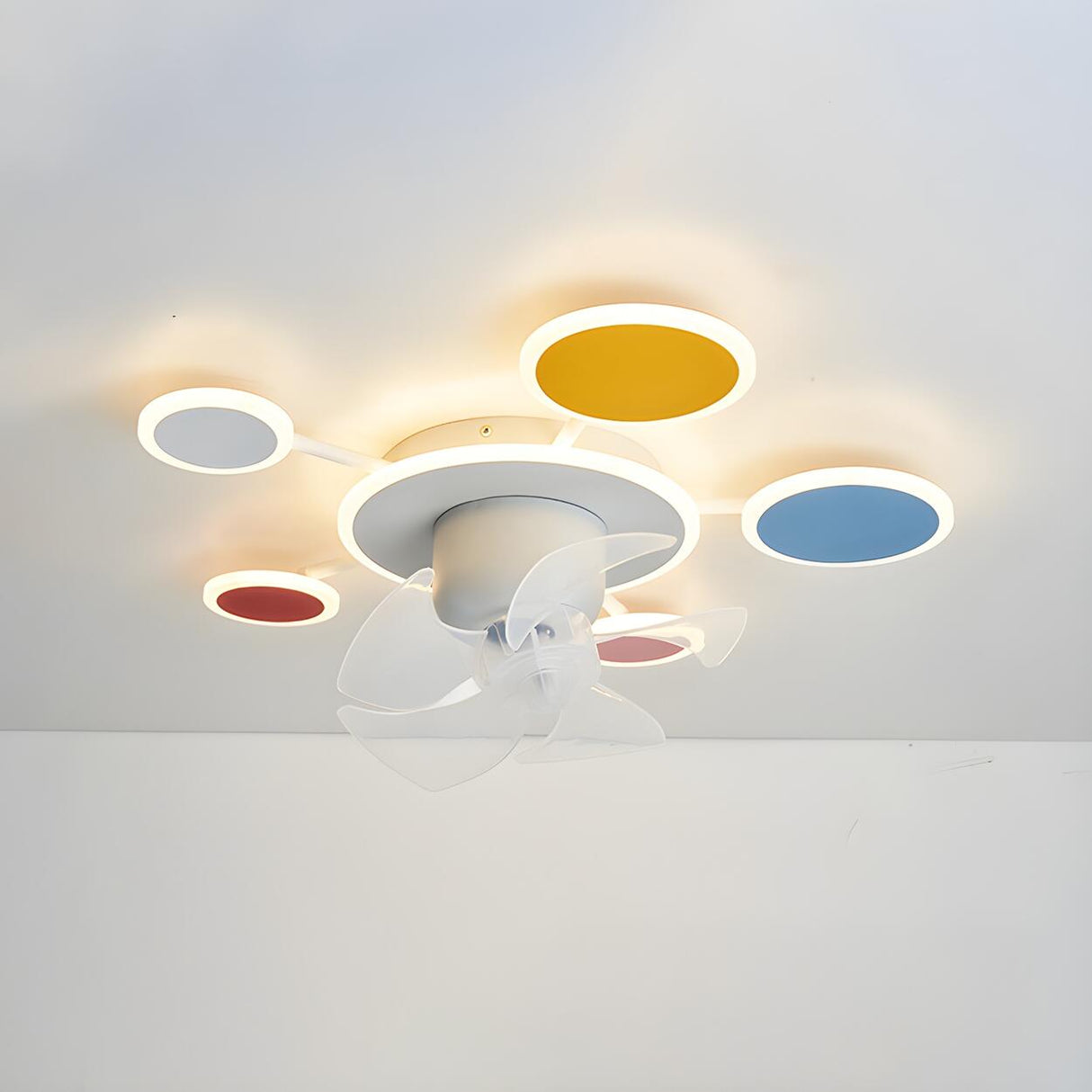 Kids Room Creative Palette Colorful Ceiling Fan Light Image - 10