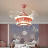 Kids Room Creative Pink Carousel Ceiling Fan with Light Image - 10