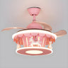 Kids Room Creative Pink Carousel Ceiling Fan with Light Image - 6