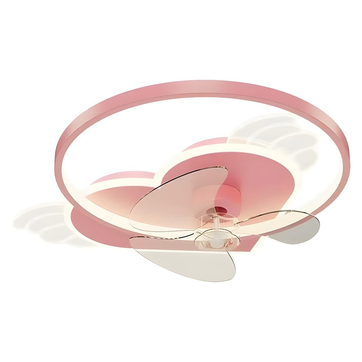 Kids Room Creative Pink Heart Ring Ceiling Fan Light Image - 5