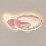 Kids Room Creative Pink Heart Ring Ceiling Fan Light Image - 6