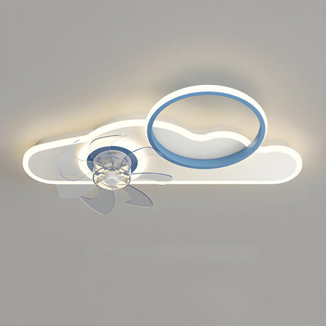 Kids Room Creative Ring Decor Cloud Ceiling Fan Light Image - 2