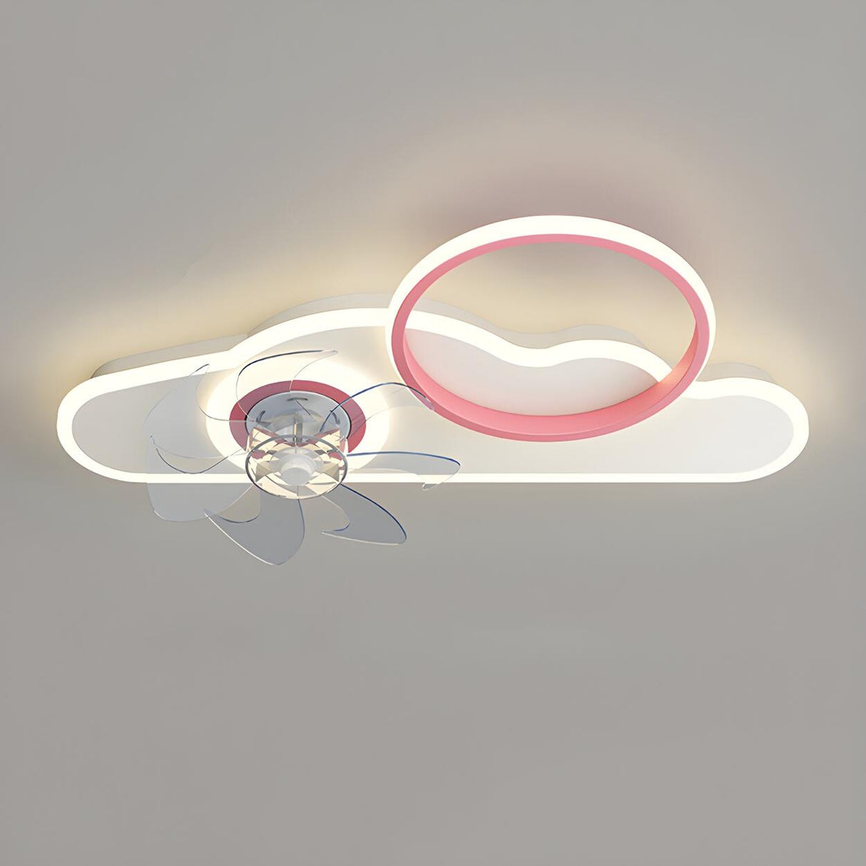 Kids Room Creative Ring Decor Cloud Ceiling Fan Light Image - 7