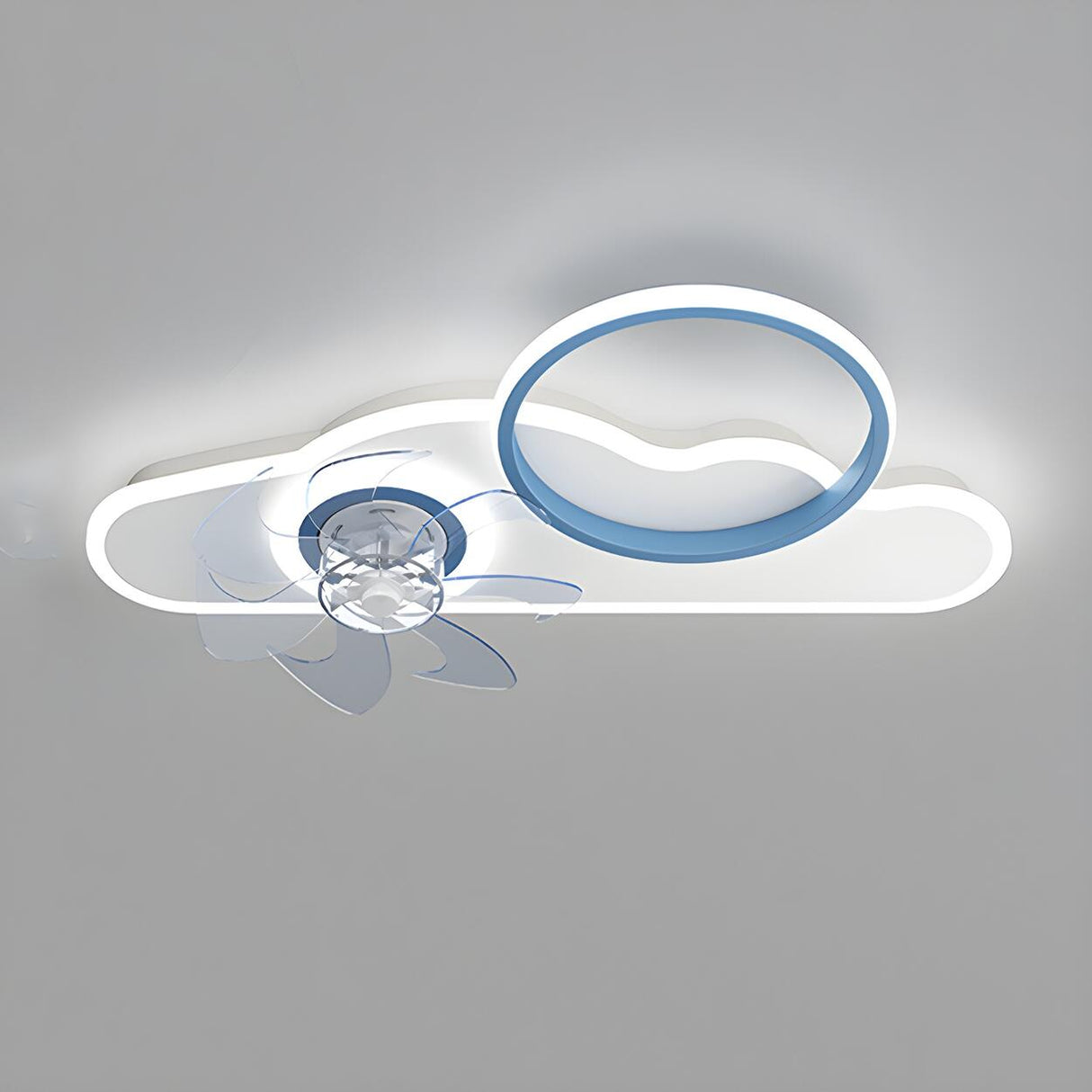 Kids Room Creative Ring Decor Cloud Ceiling Fan Light Image - 9