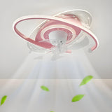 Kids Room Creative Saturn Round Ceiling Fan with Light Image - 19