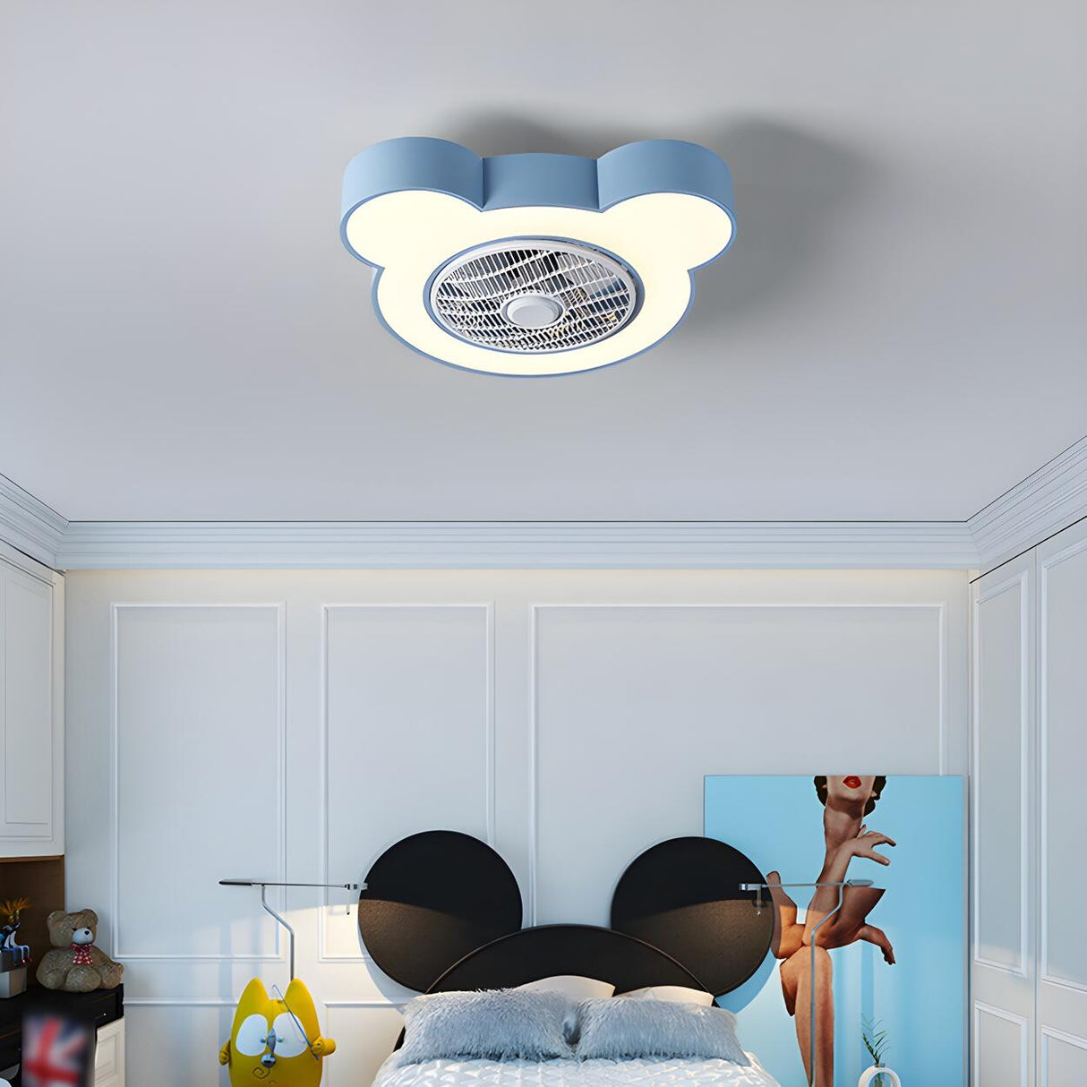 Kids Room Cute Bear Bladeless Ceiling Fan with Light Image - 23