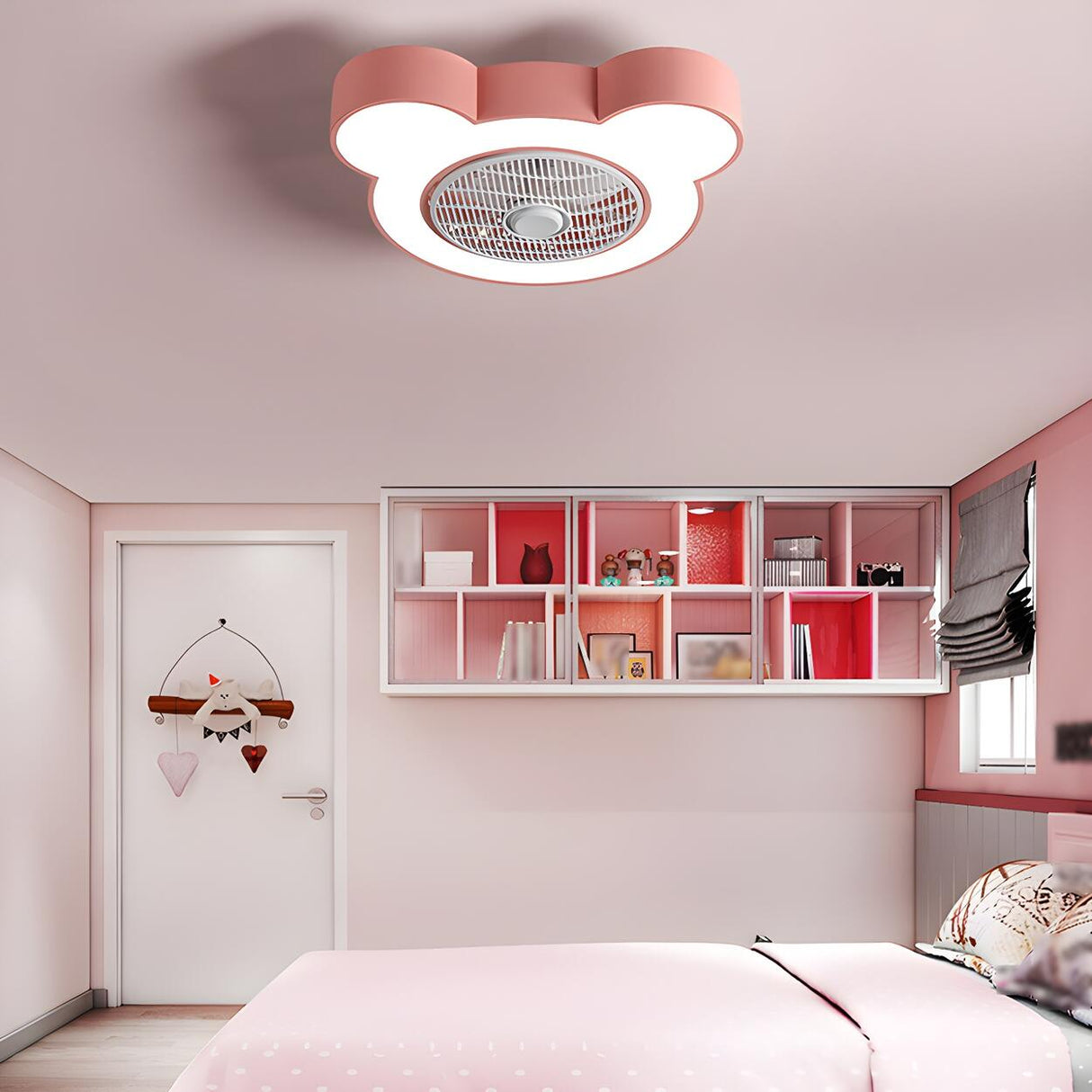 Kids Room Cute Bear Bladeless Ceiling Fan with Light Image - 8