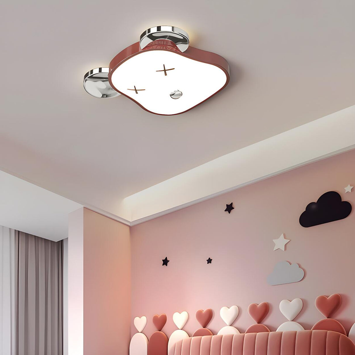 Kids Room Cute Bear Resin LED Flush Mount Ceiling Light Image - 2