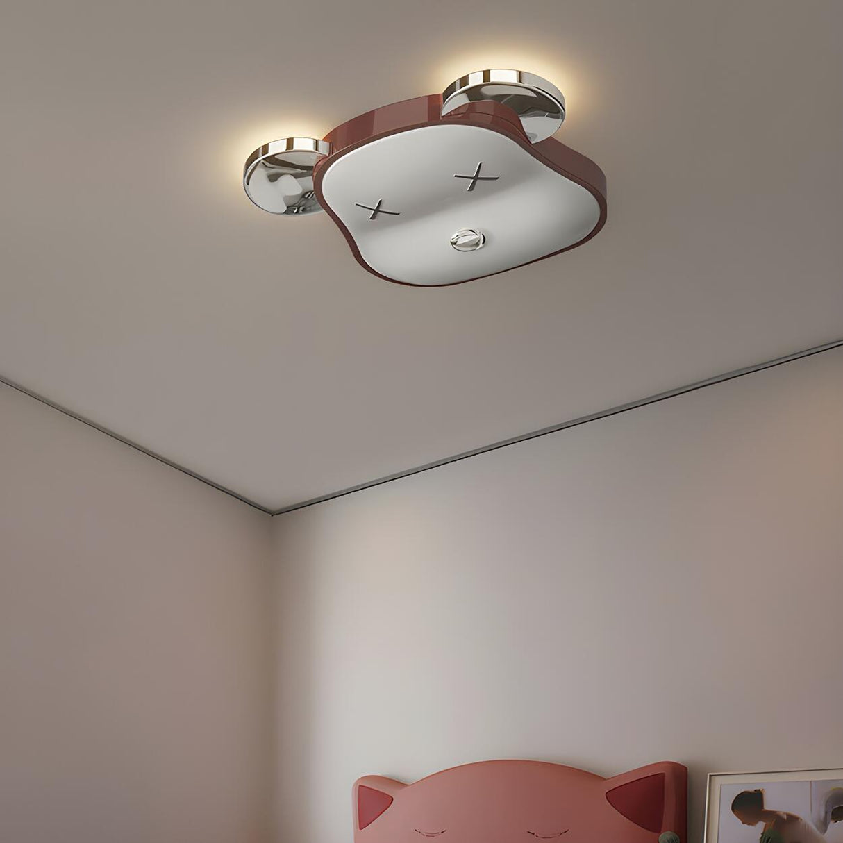 Kids Room Cute Bear Resin LED Flush Mount Ceiling Light Image - 6