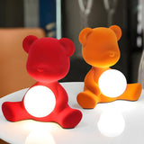 Kids Room Cute Bear Shape Globe Glass Shade Table Lamp Image - 1