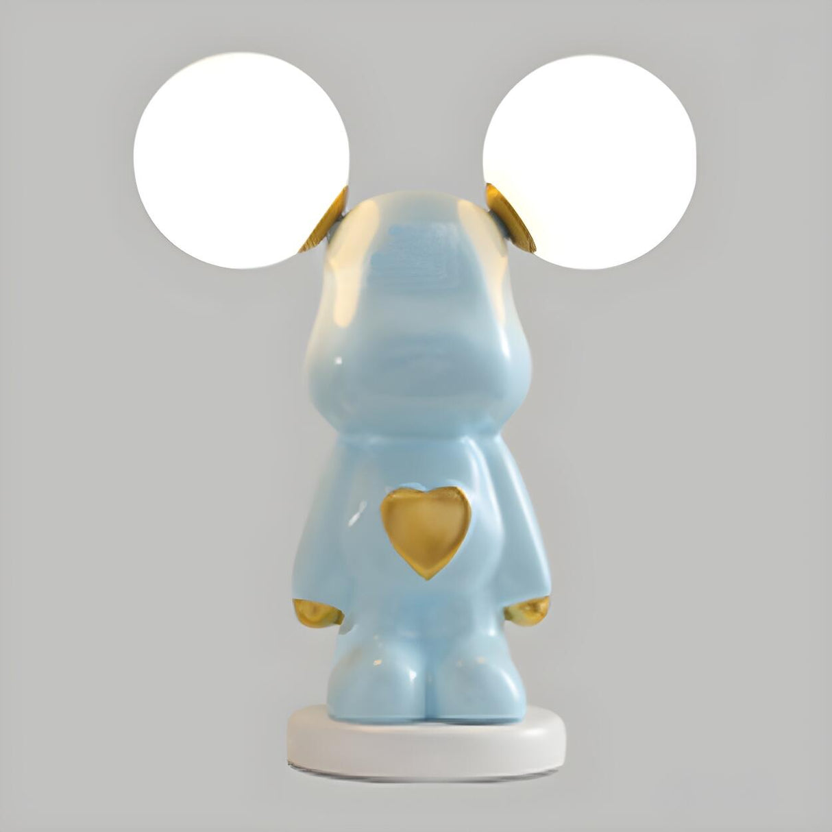 Kids Room Cute Bear Shape Globe Glass Shade Table Lamp Image - 13