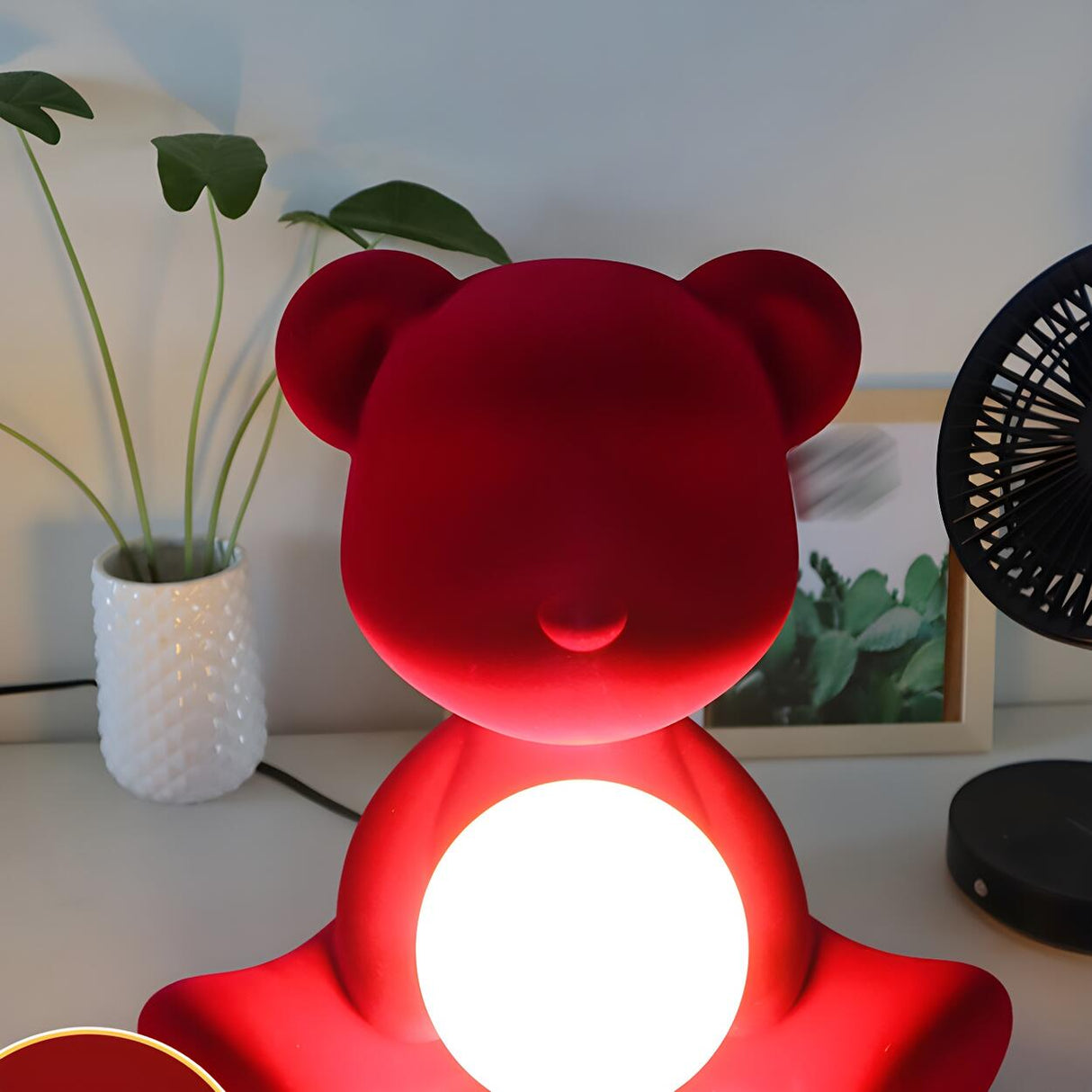 Kids Room Cute Bear Shape Globe Glass Shade Table Lamp Image - 5