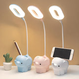 Kids Room Cute Cartoon Elephant Reading Table Lamp Image - 4