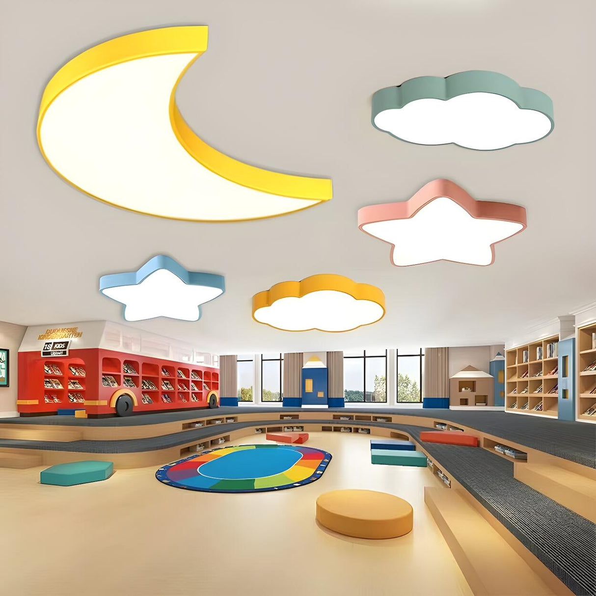 Kids Room Cute Cartoon LED Flush Mount Ceiling Light Image - 4