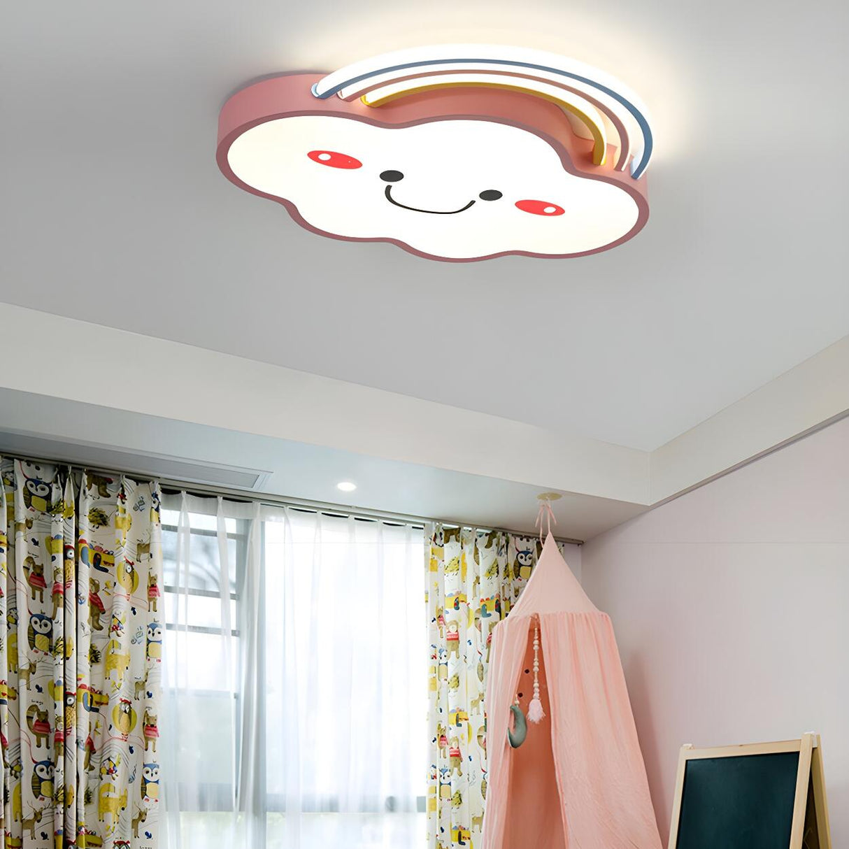 Kids Room Cute Cloud Rainbow LED Flush Mount Light Image - 9