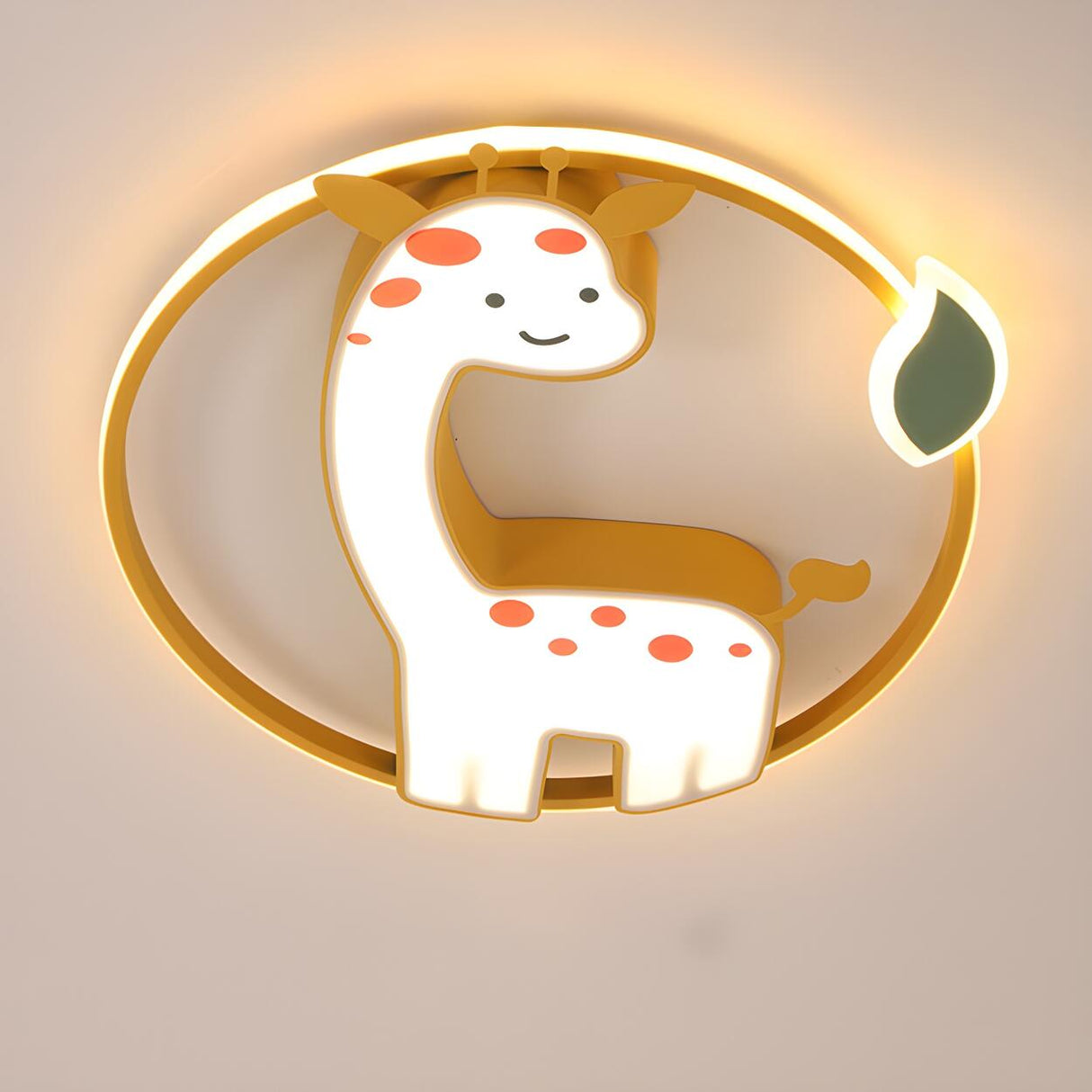 Kids Room Cute Giraffe Round Flush Mount Ceiling Light Image - 6