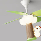 Kids Room Cute Green 4 Blades Ceiling Fan with Light Image - 10