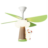 Kids Room Cute Green 4 Blades Ceiling Fan with Light Image - 5