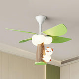 Kids Room Cute Green 4 Blades Ceiling Fan with Light Image - 6