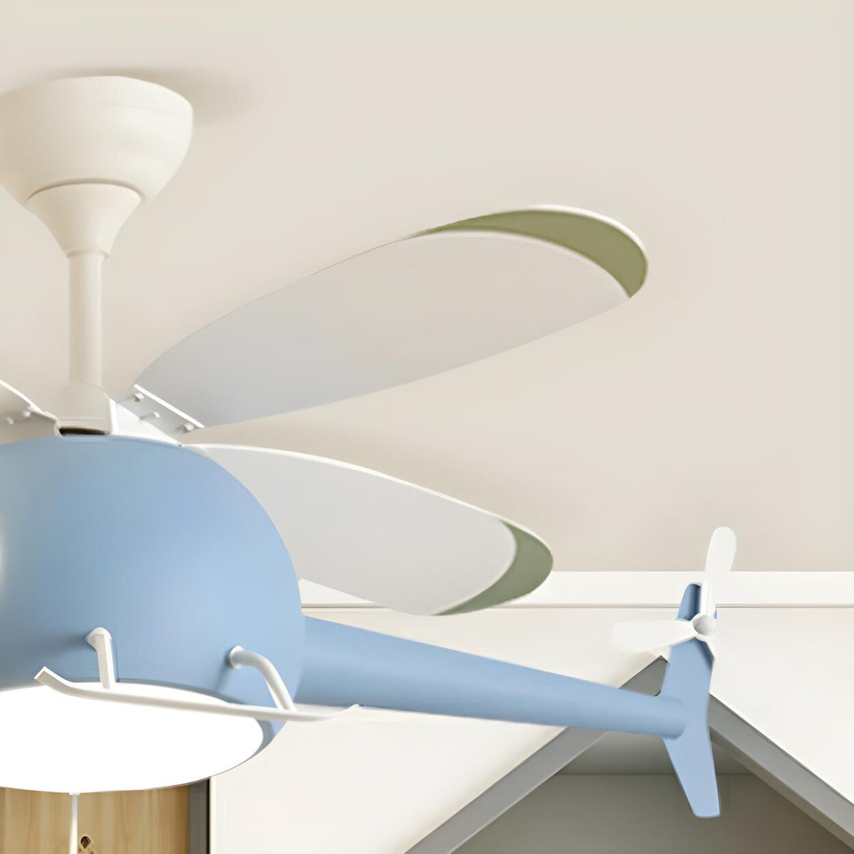 Kids Room Cute Helicopter LED Ceiling Fan with Light Image - 16