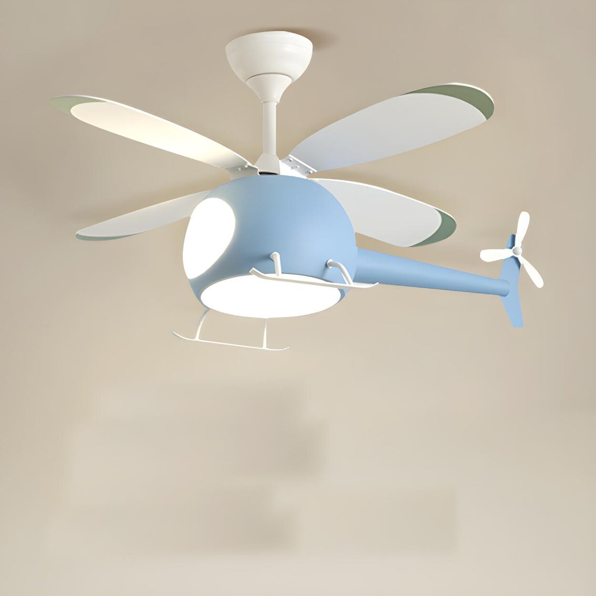 Kids Room Cute Helicopter LED Ceiling Fan with Light Image - 2