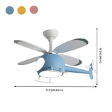 Kids Room Cute Helicopter LED Ceiling Fan with Light #size